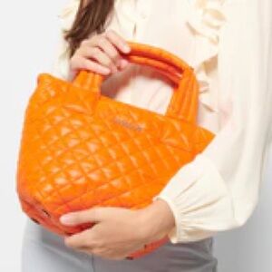NWT MZ Wallace Metro Tote Deluxe XS in Tangerine with Shoulder Strap and Pouch
